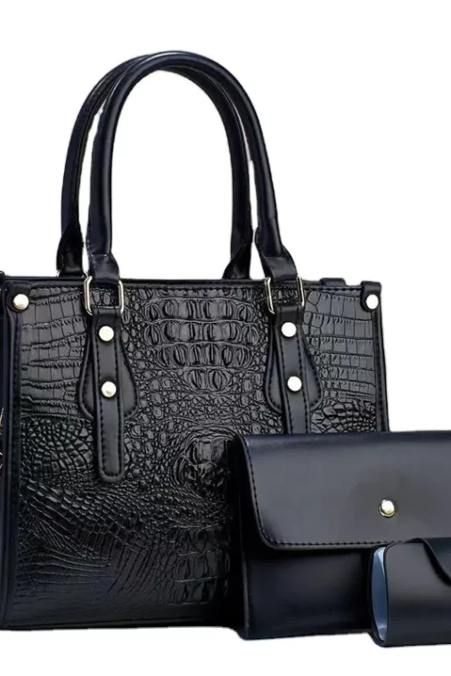 3in1 Crocodile Pattern Three Piece Set Versatile Fashionable Retro Simple Elegant And Elegant Handbag Set