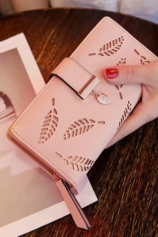 New Women's Purse Long Fashionable Wallet Hollow Leaf Zipper Buckle Purse Women's Purse