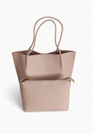 Spacious 2-in-1 Leather Tote Bag with Detachable Pouch